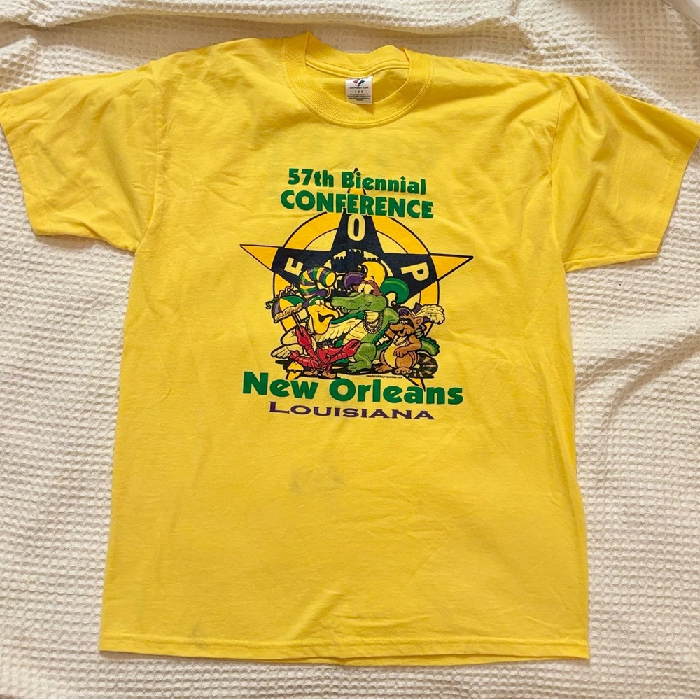 New Orleans Staff T-shirt, Yellow, Lg, 2005, Rare 57th Biennial FOP Conference